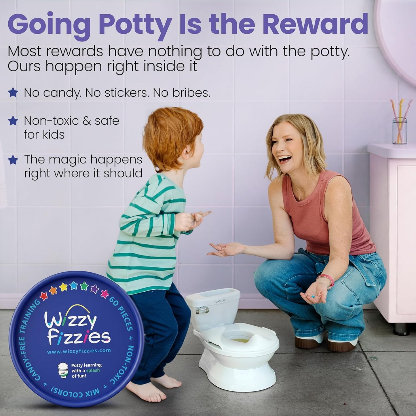 Potty Training Rewards Toilet Fizzies - 60 Stars